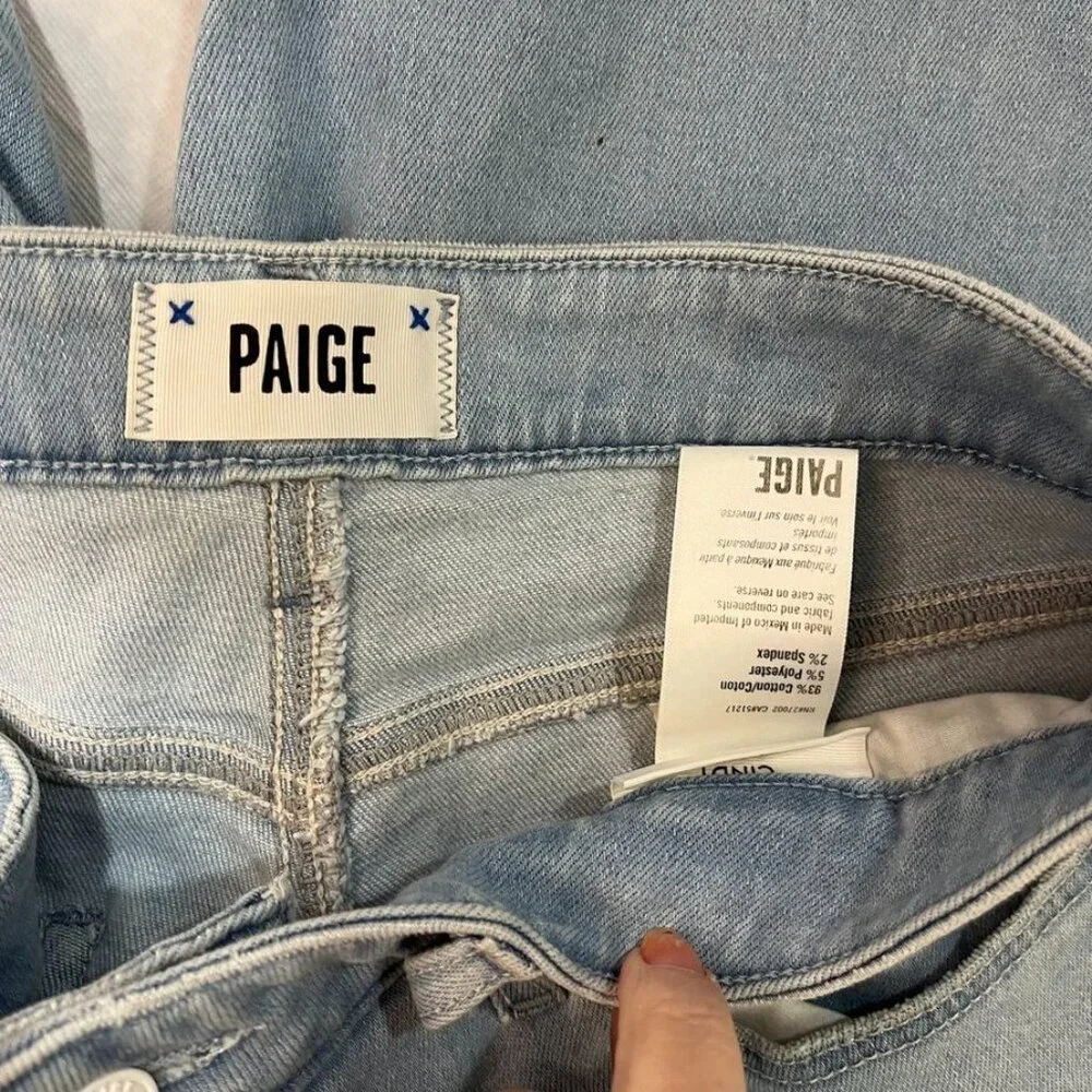 PAIGE Cindy High-Rise Straight-Leg Jeans Macaron Distressed Wash Size 32 - Picture 13 of 15